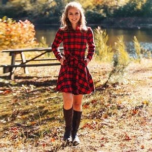 Neil James Patrick cozy cabin dress in Apple Pie color